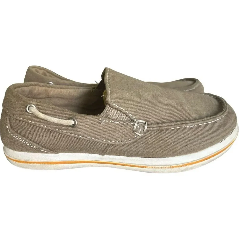 Youth Boys American Eagle Tan Canvas Slip-On Boat Shoes - Sz 13